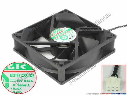 Picture of Protechnic Magic MGT9212ZB-O25 Server - Square Fan SF92x92x25, w120x3x3, 12V 0.47W