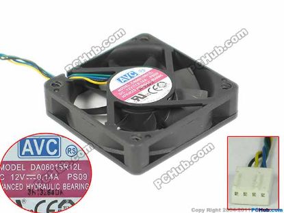 Picture of AVC DA06015R12L Server - Square Fan PS08, PS09, DC12V0.14A, 60x60x15mm