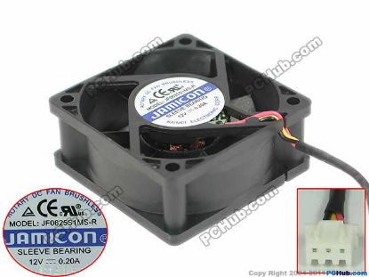 Picture of Jamicon JF0625S1MS-R Server - Square Fan 12V0.20A, sq60x60x25mm, 3W