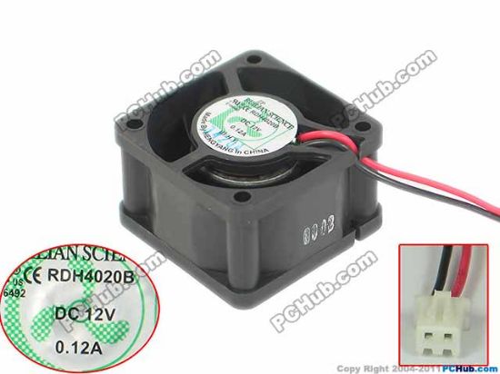 Picture of XIFAN / Xinruilian RDH4020B Server - Square Fan sq40x40x20, 2-wire, 12V 0.12A