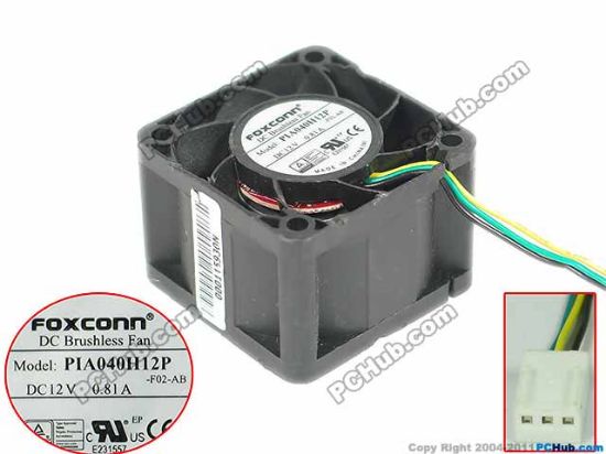 Picture of Foxconn PIA040H12P Server - Square Fan F02-AB, sq40x40x28, w30x3x3, 12V 0.81A