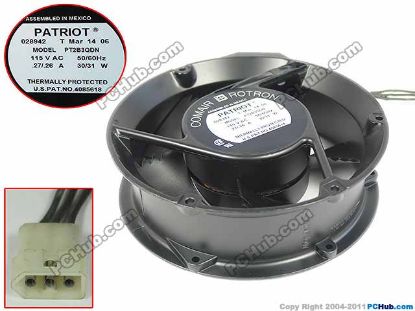Picture of Comair Rotron PT2B3QDN Server - Round Fan , dia172x172x51mm, 3-wire, AC 115V 30W