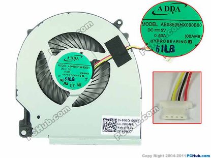 Picture of ADDA AB08505HX090B00 Cooling Fan  00AM9, DC 5V 0.50A Bare Fan