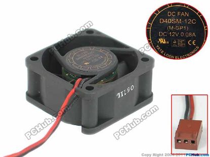 Picture of Y.L FAN / Yate Loon D40SM-12C Server - Square Fan  M-GP1, sq40x40x20, w60x2x3, DC 12V 0.08A