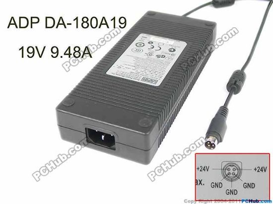 Picture of APD / Asian Power Devices DA-180A19 AC Adapter- Laptop 19V 9.48A, Barrel Tip, C14