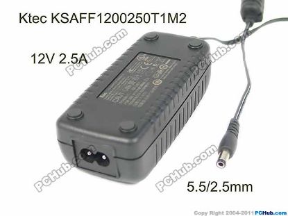 Picture of Ktec KSAFF1200250T1M2 AC Adapter 5V-12V 12V 2.5A, 5.5/2.5mm, 2P, New