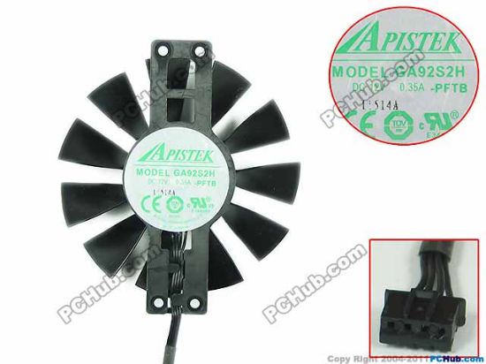 Picture of APISTEK / Rotek GA92S2H Server - Frameless / GPU Fan GA92S2H, -PFTB, Black
