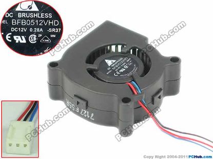 Picture of Delta Electronics BFB0512VHD Server - Blower Fan SR37, 3-wire, 12V 0.28A