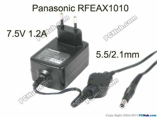 Picture of Panasonic RFEAX1010 AC Adapter - NEW Original 7.5V 1.2A, 5.5/2.1mm, EU 2-Pin, New