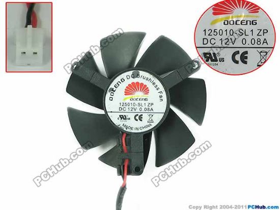 Picture of DOCENG 125010-SL1ZP Server - Frameless / GPU Fan 12V 0.08A, dia47, ctc39, w90x2x2