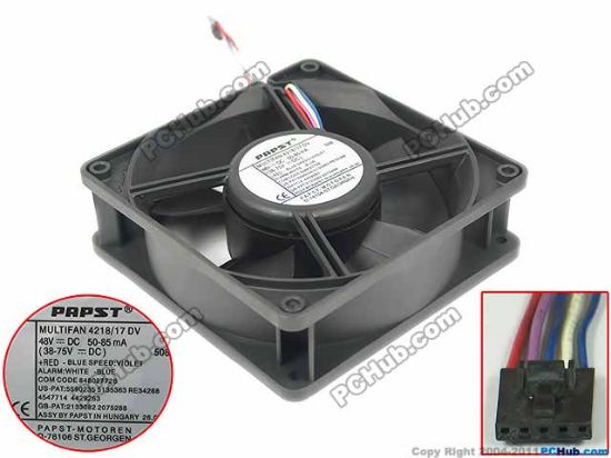 Picture of ebm-papst MULTIFAN 4218 /17 DV Server - Square Fan sq120x120x38mm, w50x5x5, 48V 50-85mA