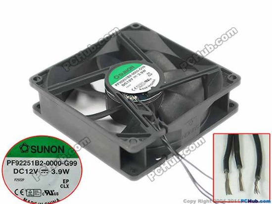 Picture of SUNON PF92251B2-0000-G99 Server - Square Fan , sq92x92x25mm, 3-wire, DC 12V 3.9W