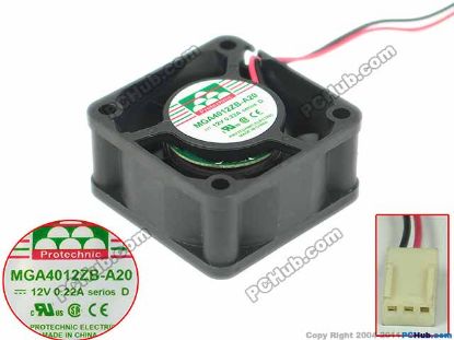 Picture of Protechnic Magic MGA4012ZB-A20 Server - Square Fan sq40x40x20mm, w60x2x3, DC 12V 0.22A