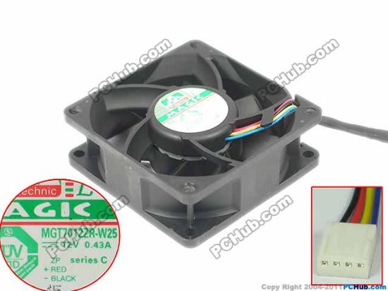 Picture of Protechnic Magic MGT7012ZR-W25 Server - Square Fan sf70x70x25, wire-4, 12V 0.43A