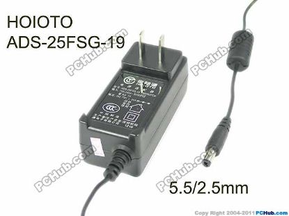 Picture of HOIOTO ADS-25FSG-19 AC Adapter- Laptop 19V 1.31A, 5.5/2.5mm, US 2P Plug, New
