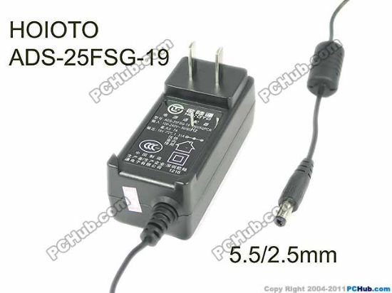 Picture of HOIOTO ADS-25FSG-19 AC Adapter- Laptop 19V 1.31A, 5.5/2.5mm, US 2P Plug, New