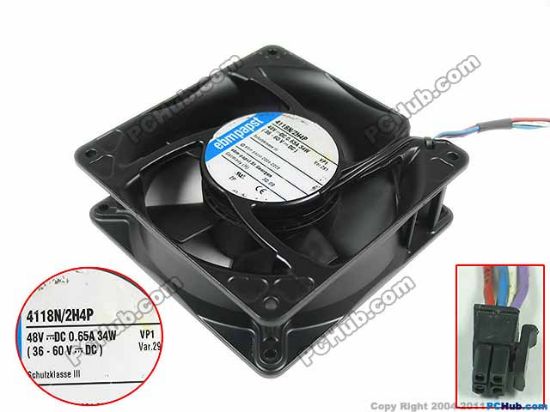 Picture of ebm-papst 4118 N/2H4P Server - Square Fan 4118 N/2H4P, DC 48V 34W, 120x120x38mm