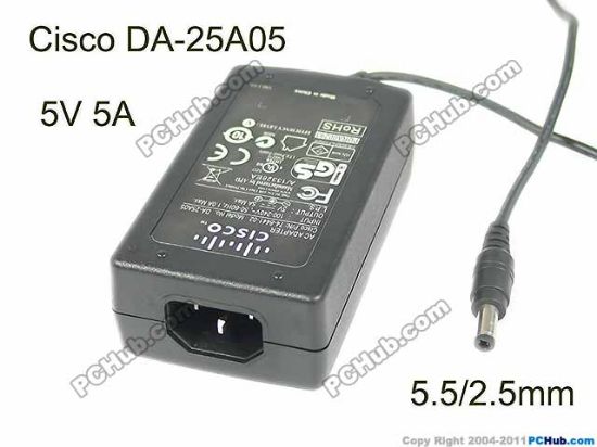 Picture of Cisco DA-25A05 AC Adapter 5V-12V 5V 5A, Barrel 5.5/2.5mm, IEC C14, DA-25A05