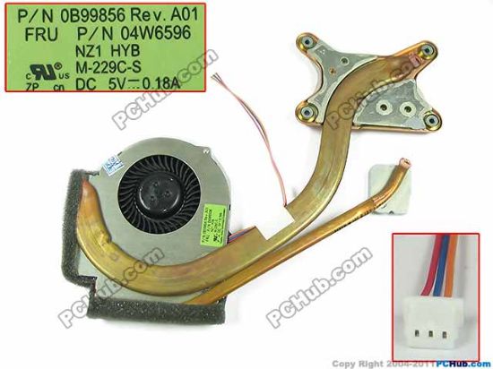 Picture of Lenovo ThinkPad T410 Series Cooling Fan  04W6596, DC5V 0.18A heatsink fan, New
