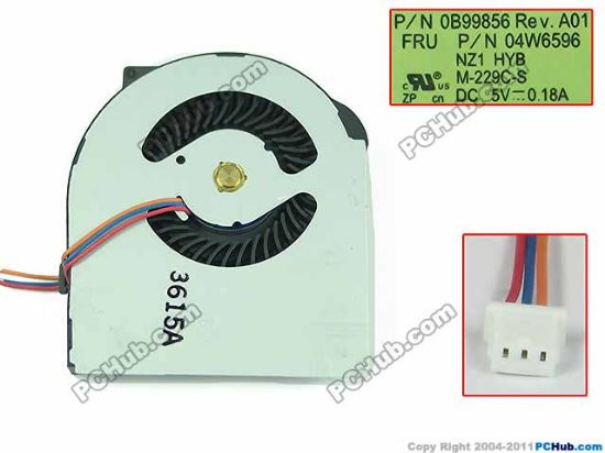 Picture of Lenovo ThinkPad T410 Series Cooling Fan  M-229C-S, DC5V 0.18A Bare fan, New