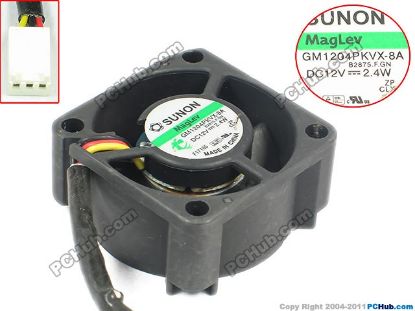 Picture of SUNON GM1204PKVX-8A Server - Square Fan B2875.F.GN, sq40x40x20, 3-wire, 12V 2.4W