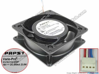 Picture of ebm-papst DV5218/2NP Server - Square Fan sq130x130x38, w100x4x4, 48V 23.5W