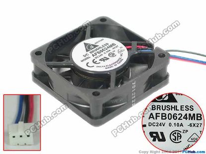 Picture of Delta Electronics AFB0624MB Server - Square Fan 6X27, sq60x60x15, 3-wire, 12V 0.10A
