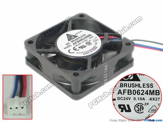 Picture of Delta Electronics AFB0624MB Server - Square Fan 6X27, sq60x60x15, 3-wire, 12V 0.10A