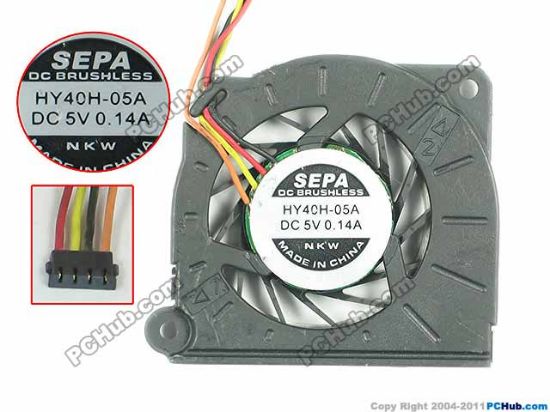 Picture of SEPA HY40H-05A Cooling Fan  DC5V 0.14A, Bare