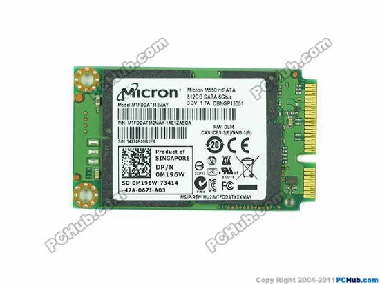 Picture of Micron MTFDDAT512MAY SSD mSATA 140GB - 512GB MTFDDAT512MAY, New