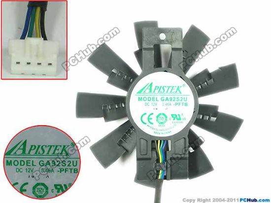 Picture of APISTEK / Rotek GA92S2U Server - Frameless / GPU Fan GA92S2U, -PFTB, 4-Wire
