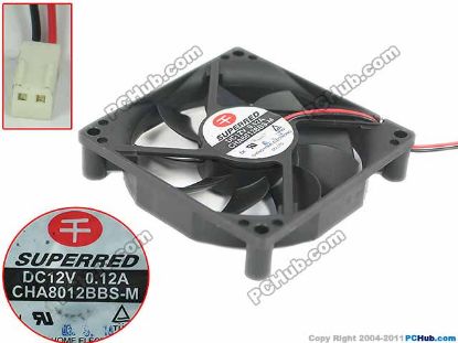 Picture of Superred CHA8012BBS-M Server - Square Fan CHA8012BBS-M, DC 12V 0.12A, 80x80x15mm