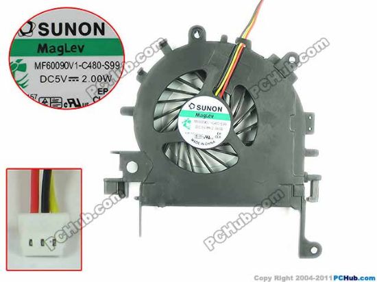 Picture of SUNON MF60090V1-C480-S99 Cooling Fan  MF60090V1-C480-S99, DC5V 2.0W, Bare fan