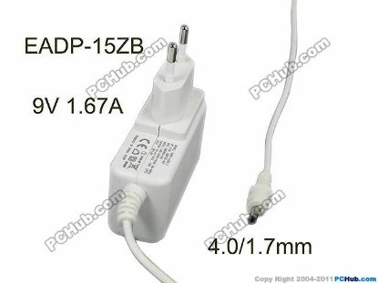 Picture of Delta Electronics EADP-15ZB AC Adapter 5V-12V 9V1.67A, 4.0/1.7mm, EU 2-Pin Plug