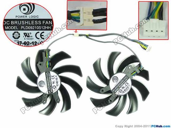 Picture of Power Logic PLD09210S12HH Server - Frameless / GPU Fan 12V 0.40A, W160x4x4, D85xC40, Black, 2 Fan
