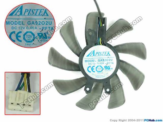 Picture of APISTEK / Rotek GA92O2U Server - Frameless / GPU Fan PFTA, 12V 0.46A, W100x4x4, D85xC49x46x16, GreyT