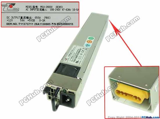 Picture of EMACS / Zippy M1U-2650V Server - Power Supply 650W, M1U-2650V (ROHS), B013080015