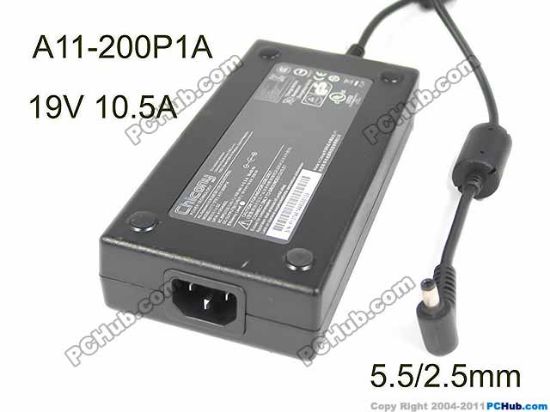 Picture of Chicony A11-200P1A AC Adapter- Laptop 19V 10.5A, 5.5/2.5mm, C14, New