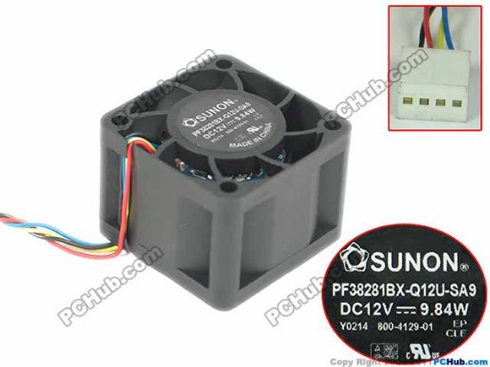 Picture of SUNON PF38281BX-Q12U-SA9 Server - Square Fan 12V9.84W, sq38x38x28mm, 4W