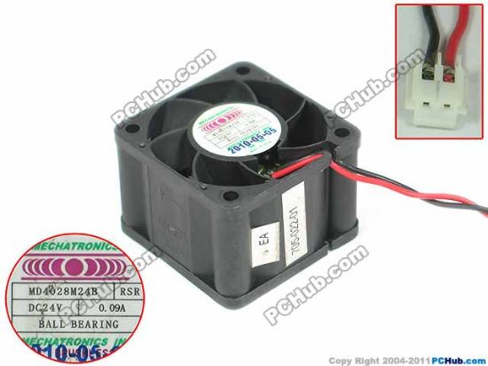 Picture of MECHATRONICS MD4028M24B Server - Square Fan RSR, 24V0.09A, sq40x40x28mm, 2W