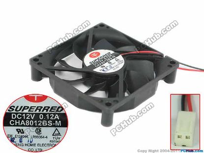 Picture of Superred CHA8012BS-M Server - Square Fan SF80x80x15, w2, 12V 0.12A