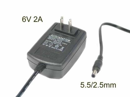 Picture of PCH OEM Power AC Adapter - Compatible WY-0623, 6V 2A, 5.5/2.5mm, US 2-Pin, New