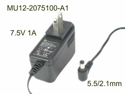 Picture of LEI / Leader MU12-2075100-A1 AC Adapter - NEW Original 7.5V 1A, 5.5/2.1mm, US 2-Pin , New