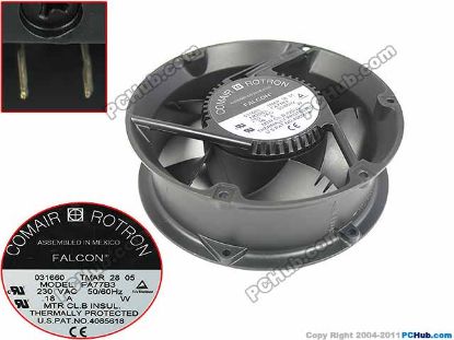 Picture of Comair Rotron FA77B3 Server - Round Fan , dia172x150x55mm, 2-pin, AC 230V 0.18A