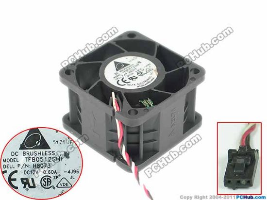 Picture of Delta Electronics TFB0512SHF Server - Square Fan -4J96, sq50x50x32mm, w100x3x3, DC 12V 0.60A