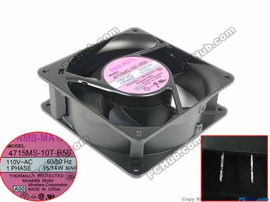Picture of NMB-MAT / Minebea  4715MS-10T-B50 Server - Square Fan A00, AC 110 15W, sq120x120x38mm