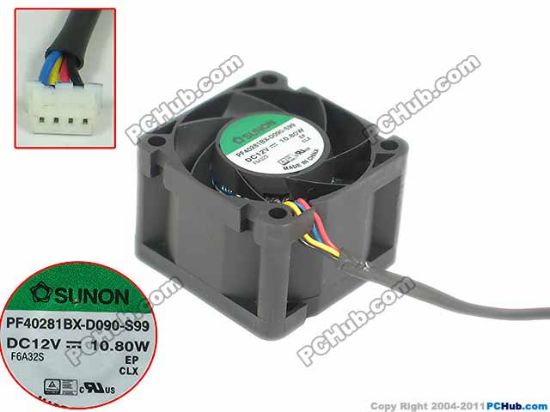 Picture of SUNON PF40281BX-D090-S99 Server - Square Fan sq40x40x28mm, 4-wire, 12V 10.80W