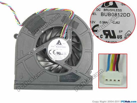 Picture of Delta Electronics BUB0812DD Cooling Fan  -CJ62, 12V 0.58A, Bare Fan