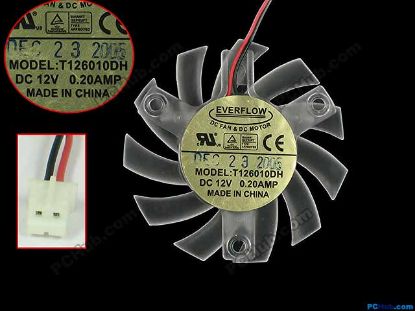 Picture of Everflow T126010DH Server - Frameless / GPU Fan 12V 0.20A, dia55, ctc39, w80x2x2