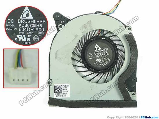 Picture of Delta Electronics KDB0705HB Cooling Fan  -CH63, 5V 0.40A, Bare fan